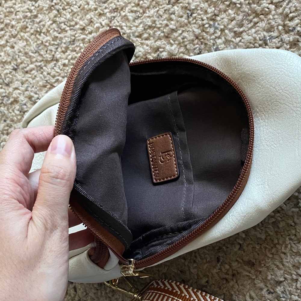 Women’s Stylish Bostanten Cream and Brown Sling Crossbody Purse (NWOT) - Picture 9 of 11